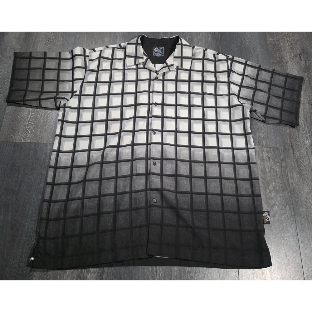 Vintage Impaq 2 Tone Check Shirt Men 2XL White Black Skater Grunge Y2k Buttoned